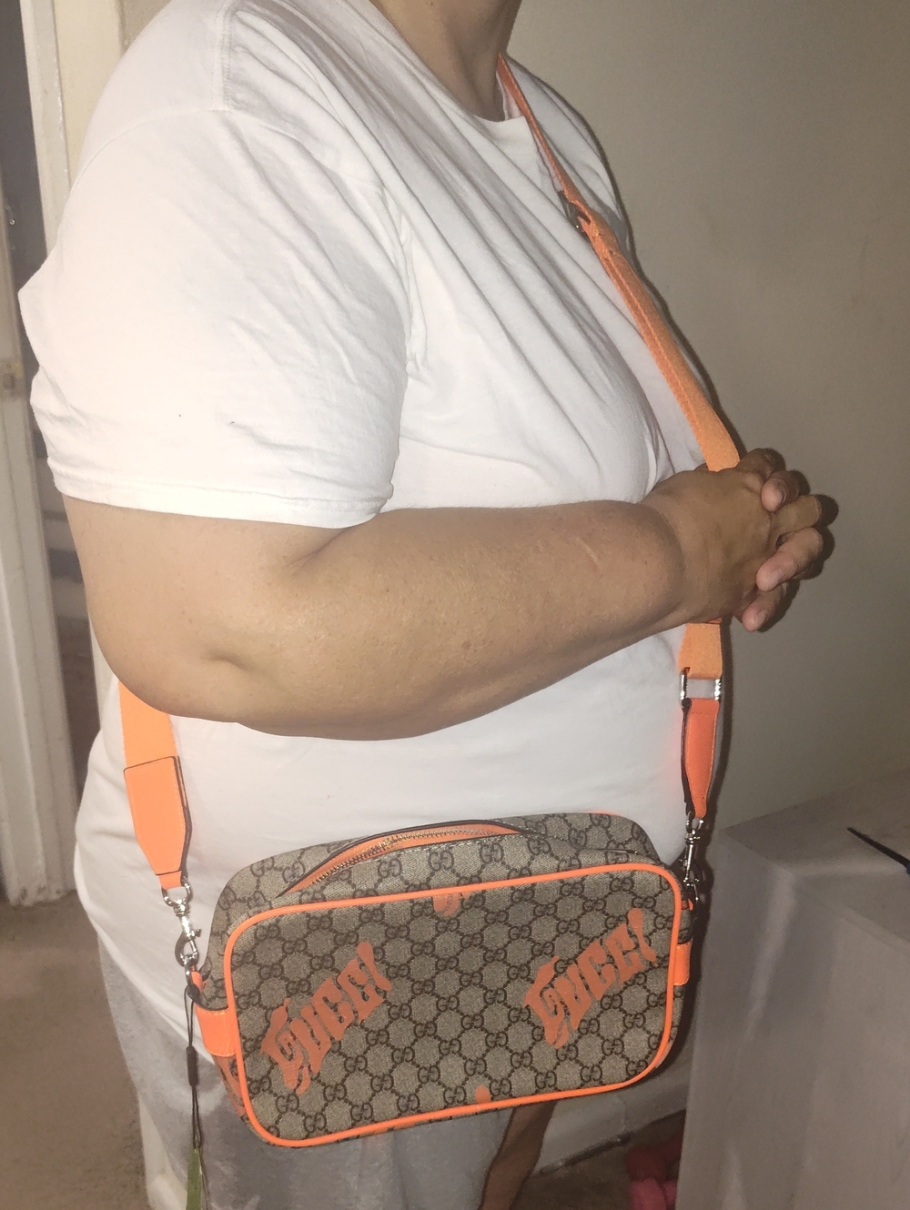 Designer Monogram Crossbody Bag in Orange